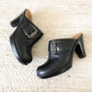 Sofft Leather Buckle Mules Clogs
